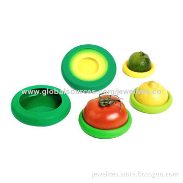 Silicone food huggers sets with four sizes silicone caps
